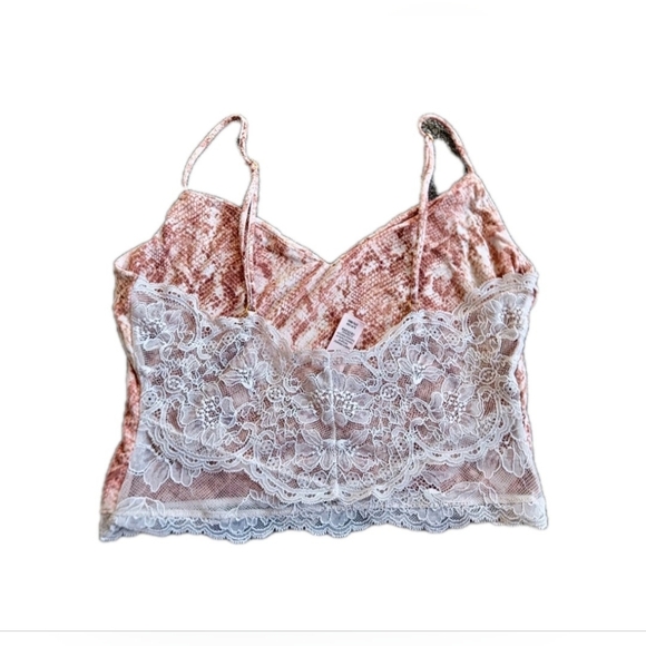 Victoria’s Secret‎ Cropped Snakeskin Lace Cami Lingerie Tank Top  Small Romantic - Picture 3 of 7